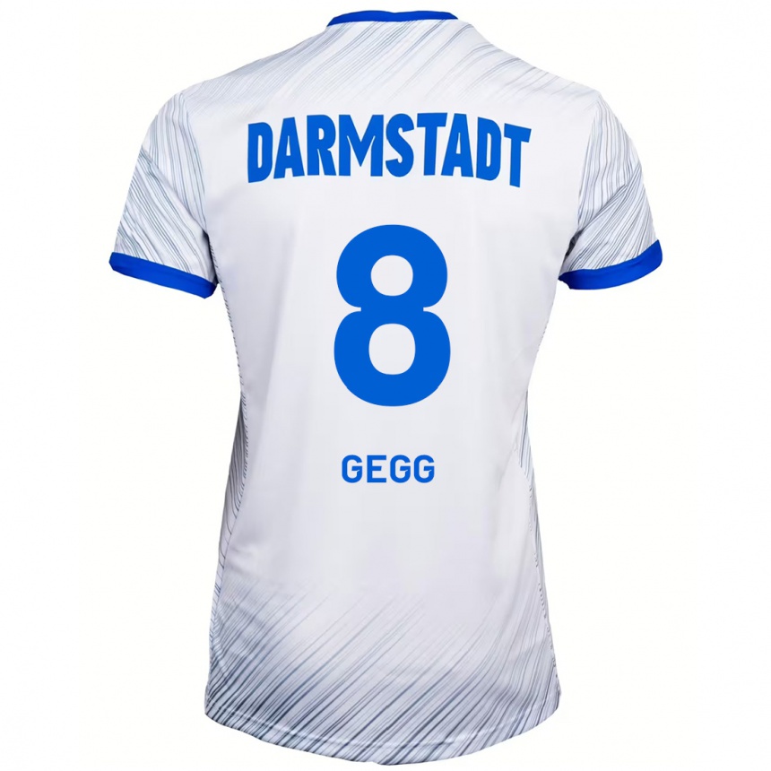 Kids Football Samir Gegg #8 White Blue Away Jersey 2024/25 T-Shirt Australia