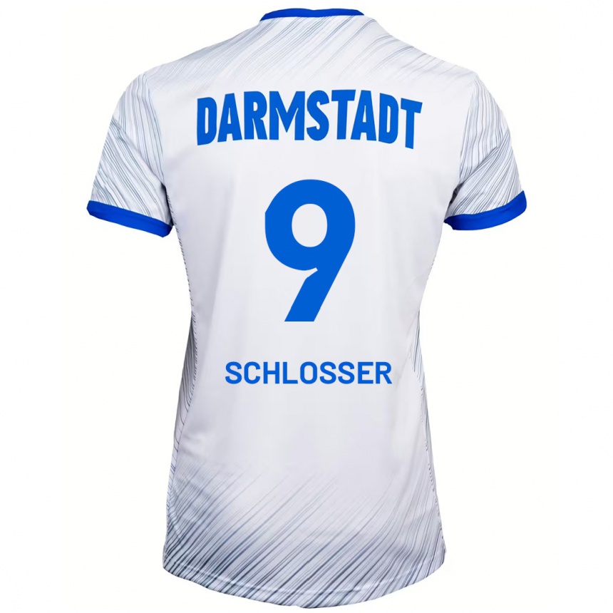 Kids Football Mika Schlosser #9 White Blue Away Jersey 2024/25 T-Shirt Australia