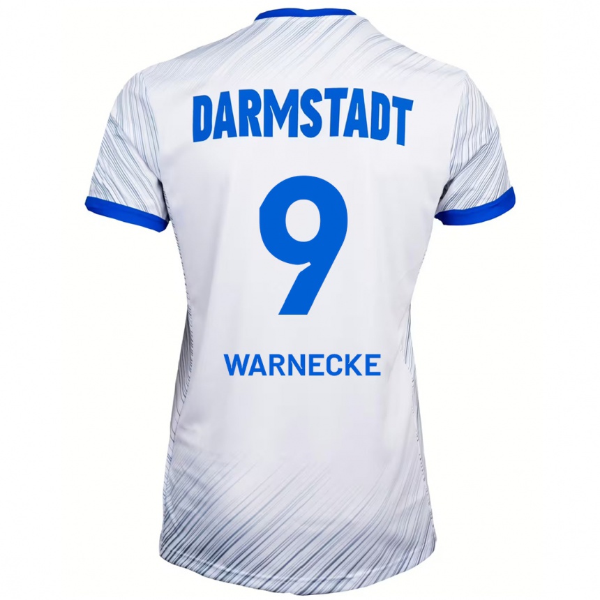 Kids Football Ben Warnecke #9 White Blue Away Jersey 2024/25 T-Shirt Australia