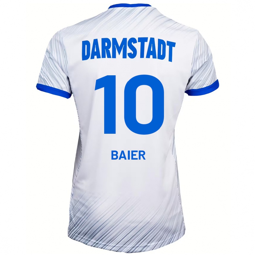 Kids Football Nico Baier #10 White Blue Away Jersey 2024/25 T-Shirt Australia