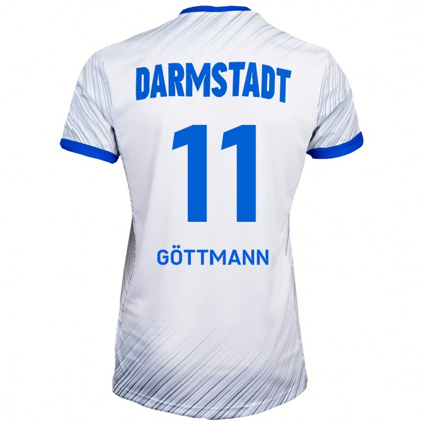 Kids Football Levin Göttmann #11 White Blue Away Jersey 2024/25 T-Shirt Australia