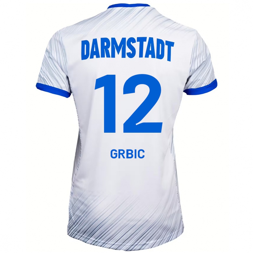 Kids Football Viktor Grbic #12 White Blue Away Jersey 2024/25 T-Shirt Australia