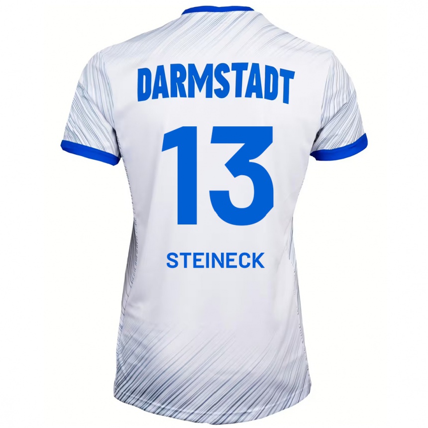 Kids Football Tom Steineck #13 White Blue Away Jersey 2024/25 T-Shirt Australia