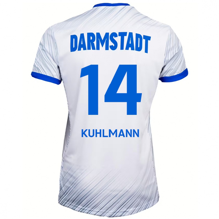 Kids Football Marcel Kuhlmann #14 White Blue Away Jersey 2024/25 T-Shirt Australia