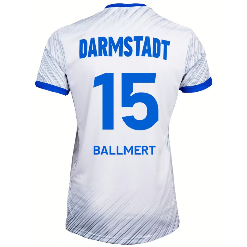 Kids Football Markus Ballmert #15 White Blue Away Jersey 2024/25 T-Shirt Australia