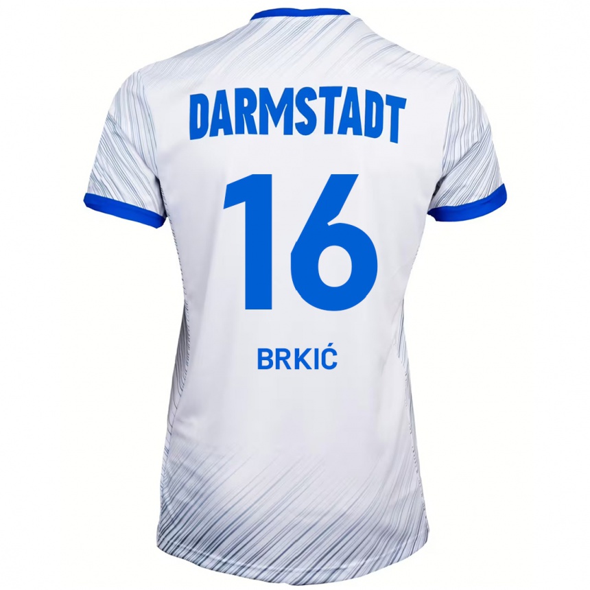 Kids Football Amar Brkić #16 White Blue Away Jersey 2024/25 T-Shirt Australia