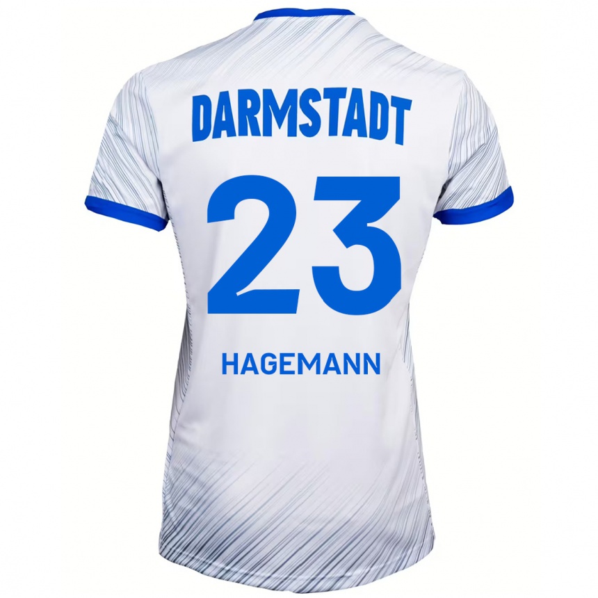 Kids Football Emil Hagemann #23 White Blue Away Jersey 2024/25 T-Shirt Australia