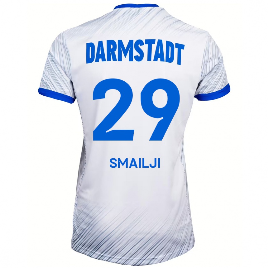 Kids Football Esad Smailji #29 White Blue Away Jersey 2024/25 T-Shirt Australia