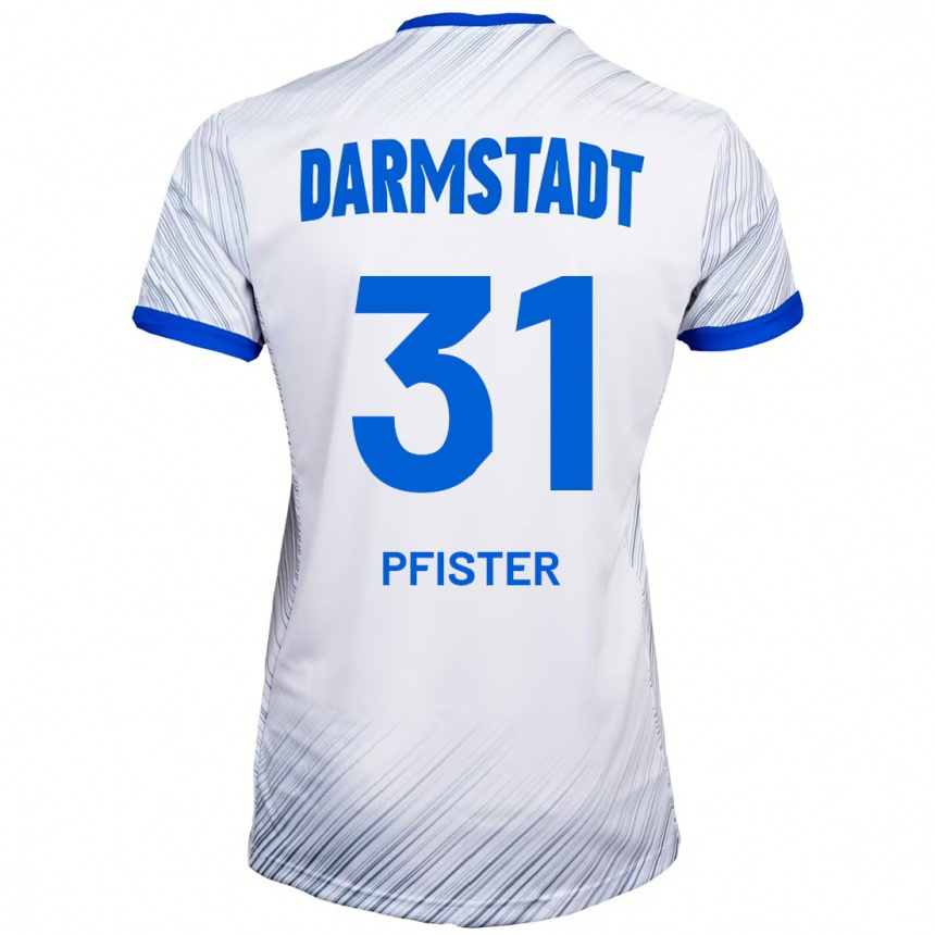 Kids Football Max Pfister #31 White Blue Away Jersey 2024/25 T-Shirt Australia