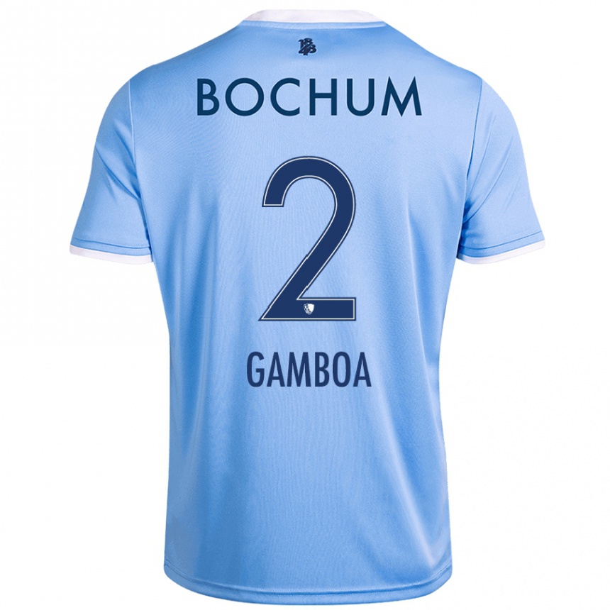 Kids Football Cristian Gamboa #2 Sky Blue Away Jersey 2024/25 T-Shirt Australia