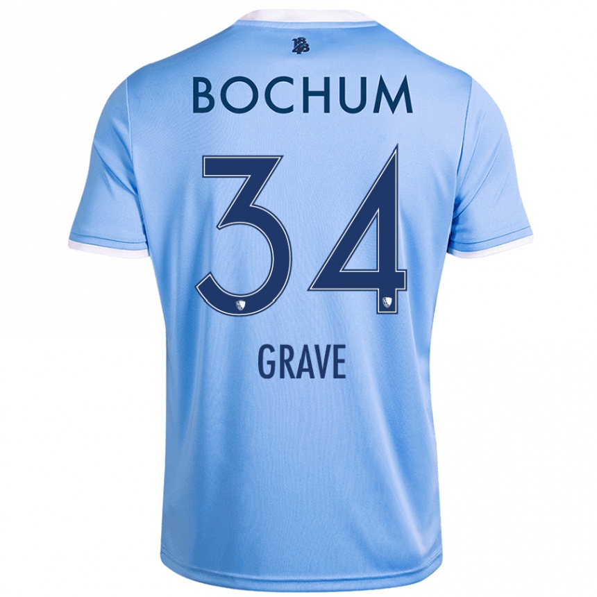 Kids Football Paul Grave #34 Sky Blue Away Jersey 2024/25 T-Shirt Australia