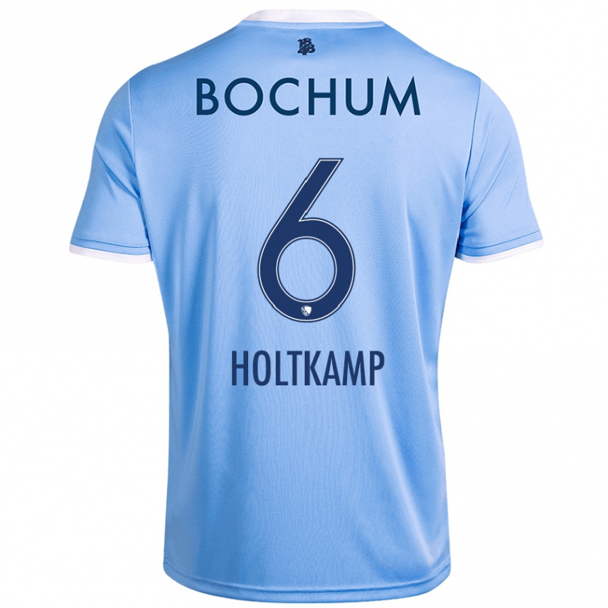 Kids Football Lars Holtkamp #6 Sky Blue Away Jersey 2024/25 T-Shirt Australia