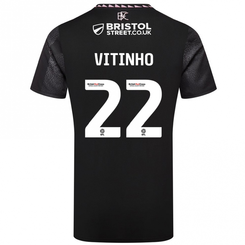 Kids Football Vitinho #22 Black Away Jersey 2024/25 T-Shirt Australia