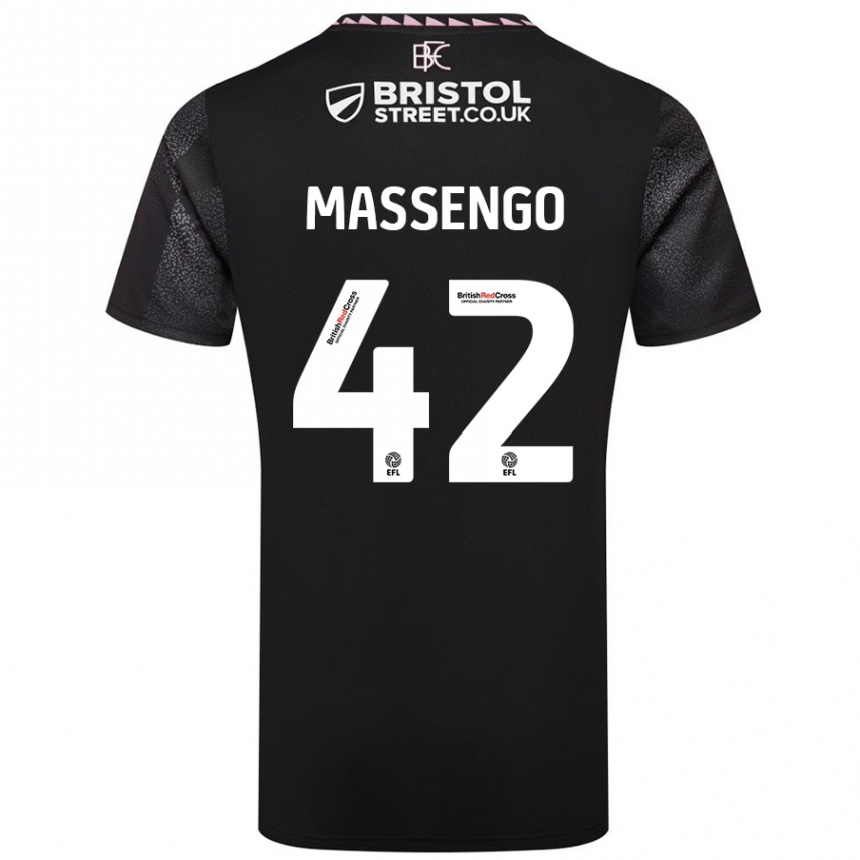 Kids Football Han-Noah Massengo #42 Black Away Jersey 2024/25 T-Shirt Australia