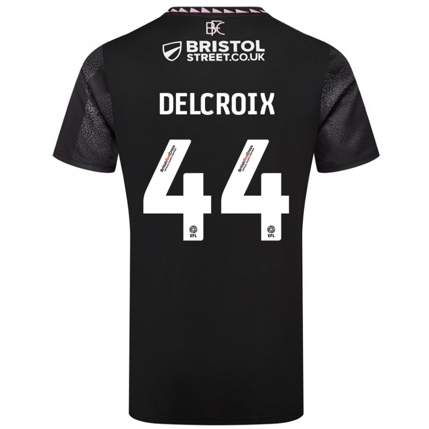 Kids Football Hannes Delcroix #44 Black Away Jersey 2024/25 T-Shirt Australia