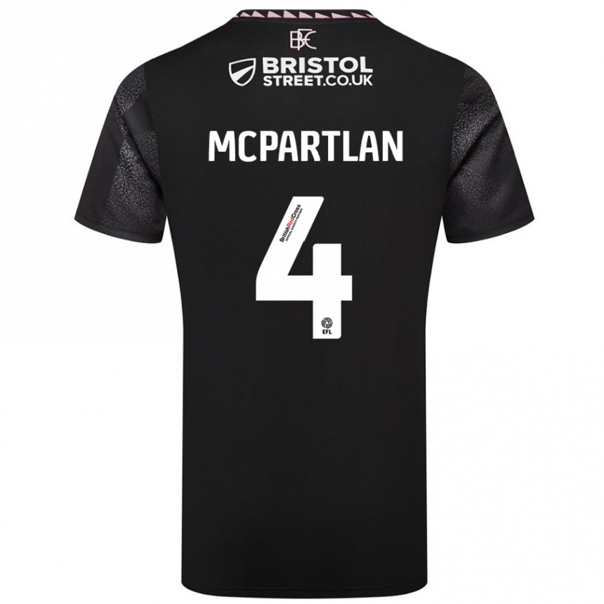 Kids Football Brenna Mcpartlan #4 Black Away Jersey 2024/25 T-Shirt Australia