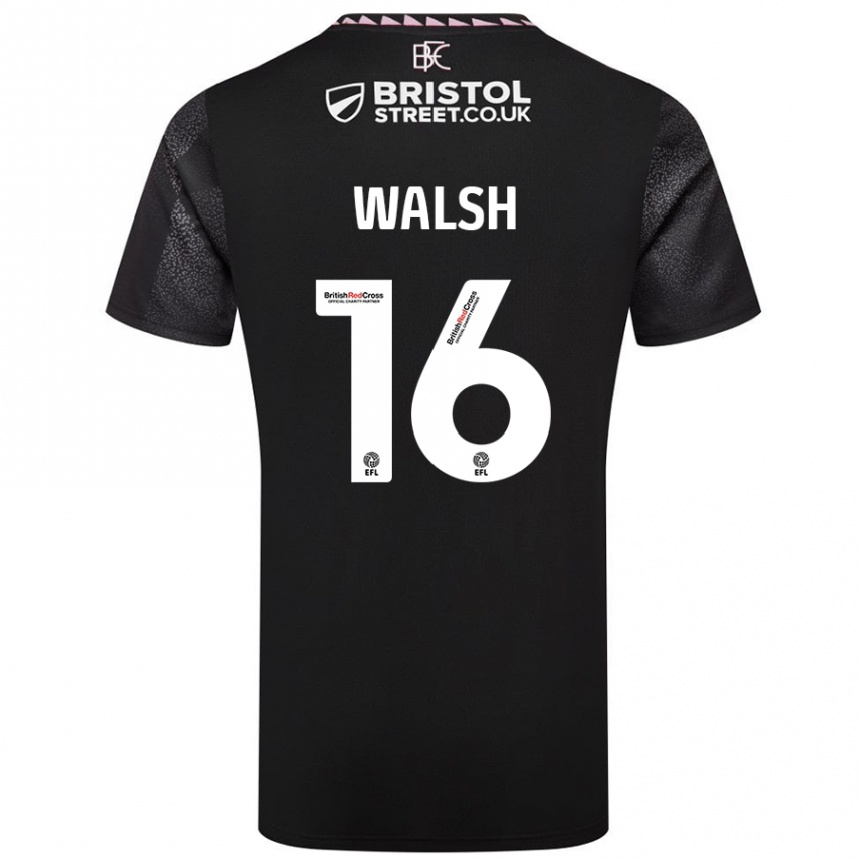 Kids Football Lucy Walsh #16 Black Away Jersey 2024/25 T-Shirt Australia