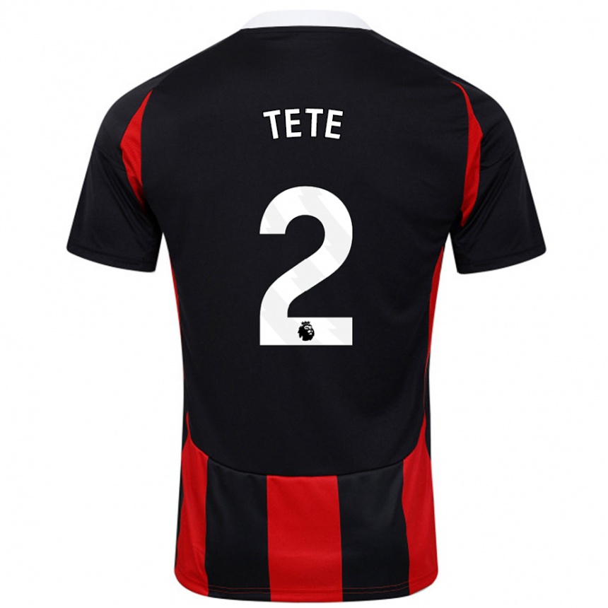 Kids Football Kenny Tete #2 Black Red Away Jersey 2024/25 T-Shirt Australia