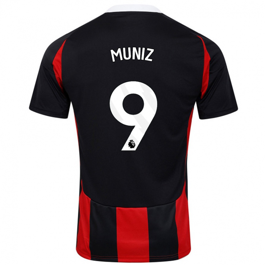 Kids Football Rodrigo Muniz #9 Black Red Away Jersey 2024/25 T-Shirt Australia