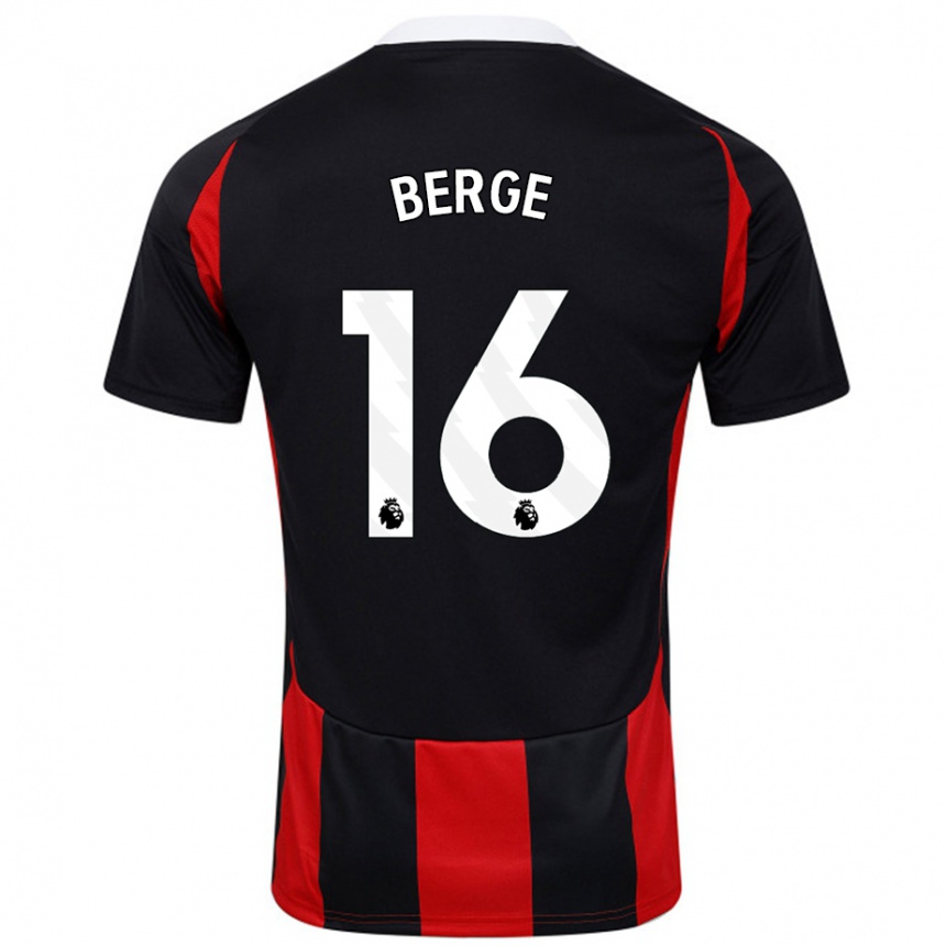 Kids Football Sander Berge #16 Black Red Away Jersey 2024/25 T-Shirt Australia