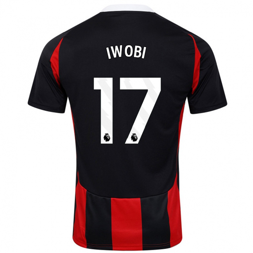 Kids Football Alex Iwobi #17 Black Red Away Jersey 2024/25 T-Shirt Australia