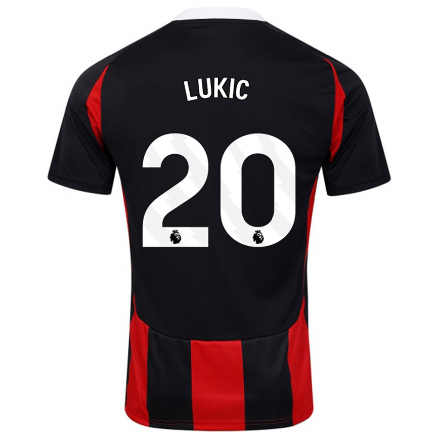 Kids Football Saša Lukić #20 Black Red Away Jersey 2024/25 T-Shirt Australia