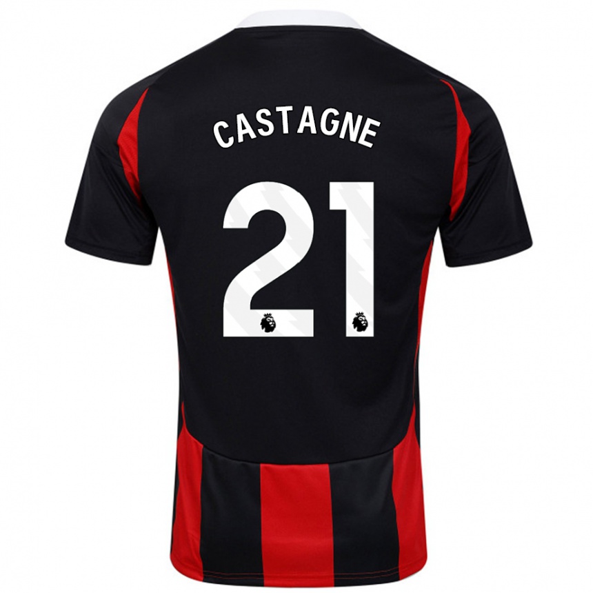 Kids Football Timothy Castagne #21 Black Red Away Jersey 2024/25 T-Shirt Australia