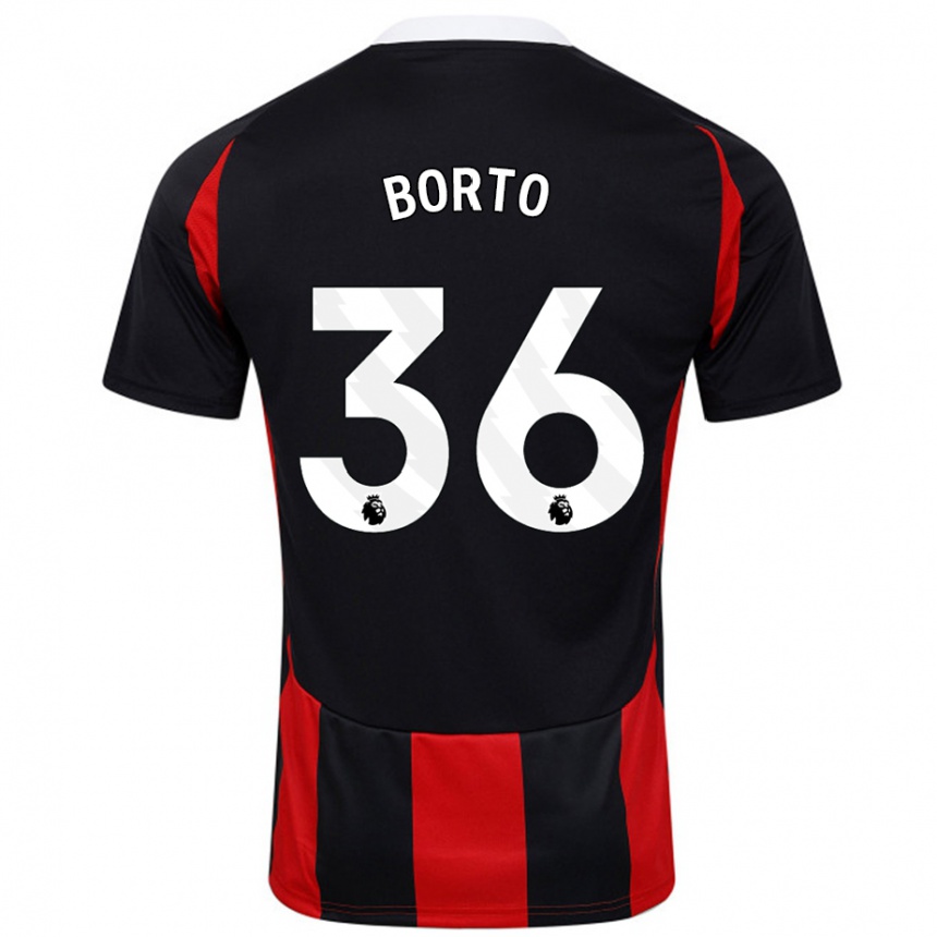 Kids Football Alex Borto #36 Black Red Away Jersey 2024/25 T-Shirt Australia