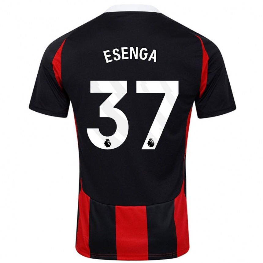 Kids Football Jonathan Esenga #37 Black Red Away Jersey 2024/25 T-Shirt Australia