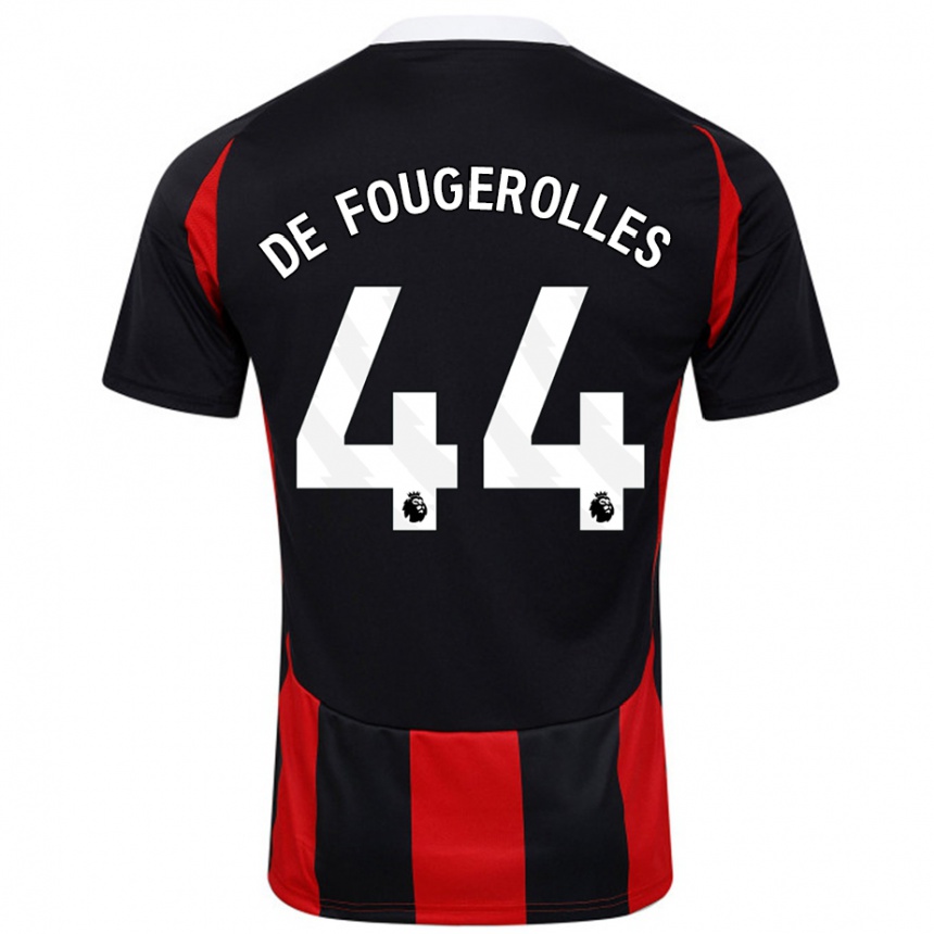 Kids Football Luc De Fougerolles #44 Black Red Away Jersey 2024/25 T-Shirt Australia