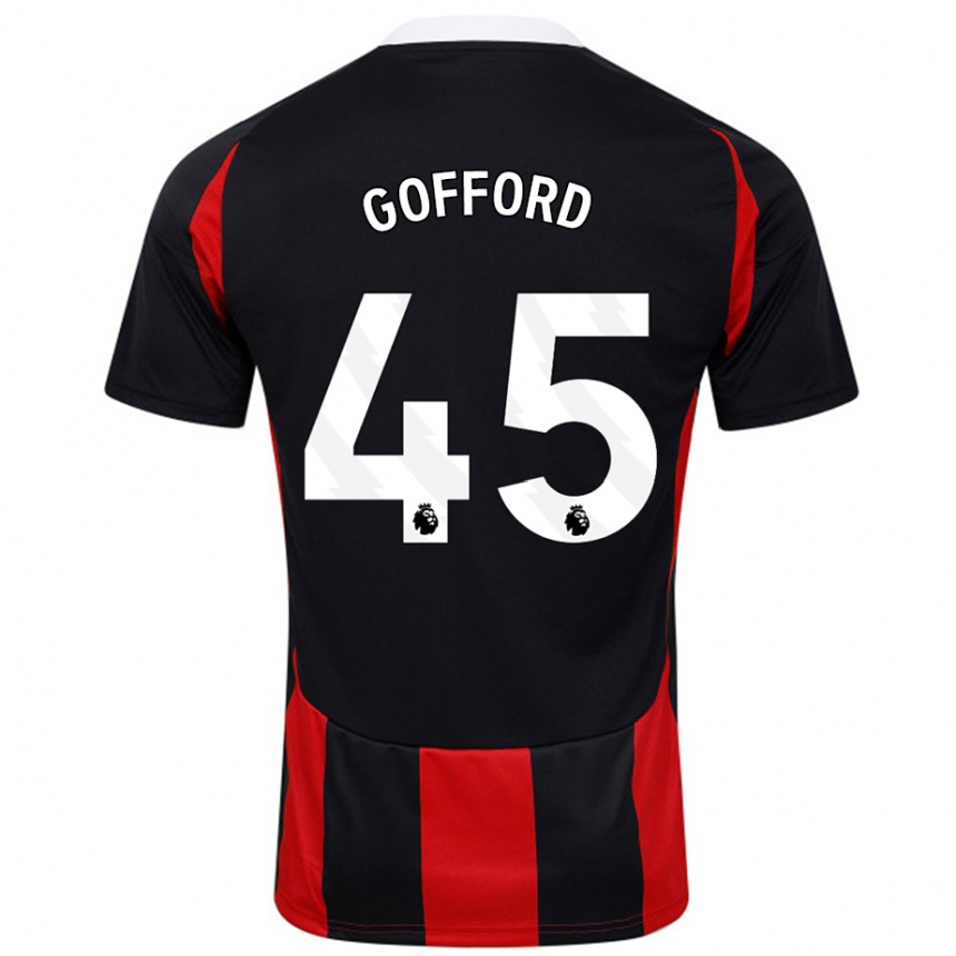 Kids Football Oliver Gofford #45 Black Red Away Jersey 2024/25 T-Shirt Australia