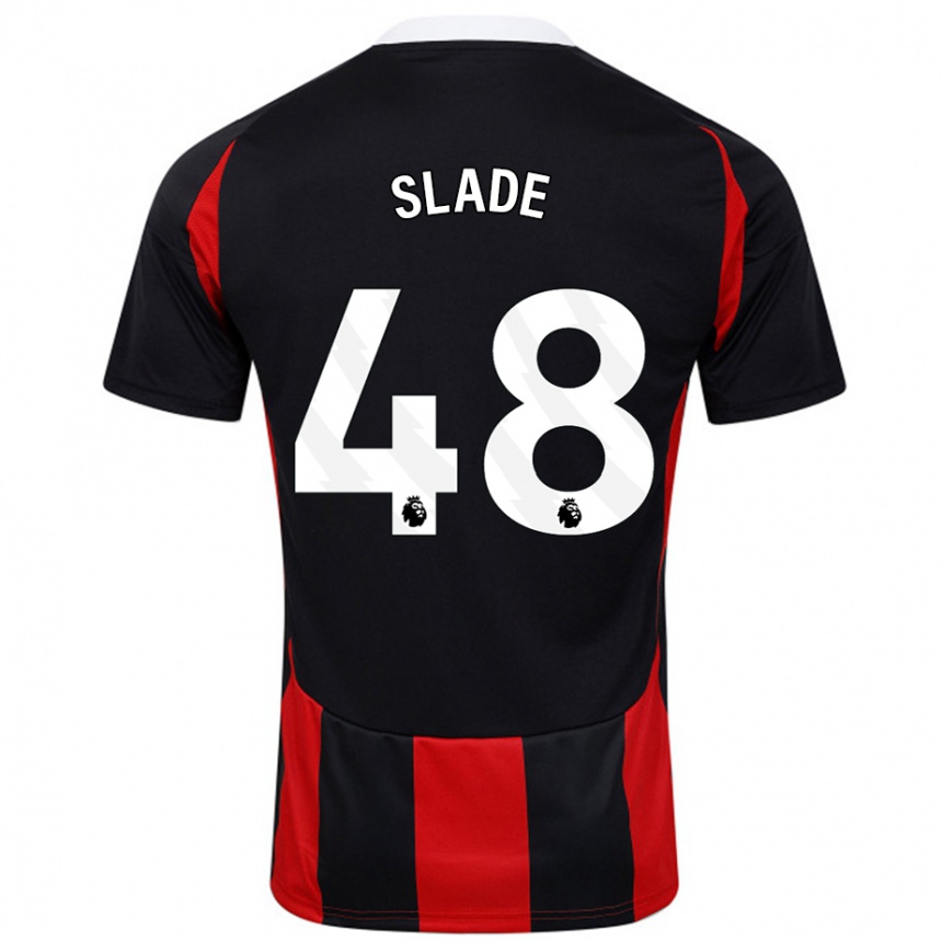 Kids Football Bradley Slade #48 Black Red Away Jersey 2024/25 T-Shirt Australia