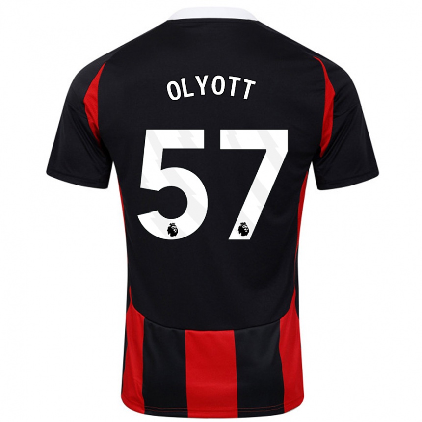 Kids Football Tom Olyott #57 Black Red Away Jersey 2024/25 T-Shirt Australia