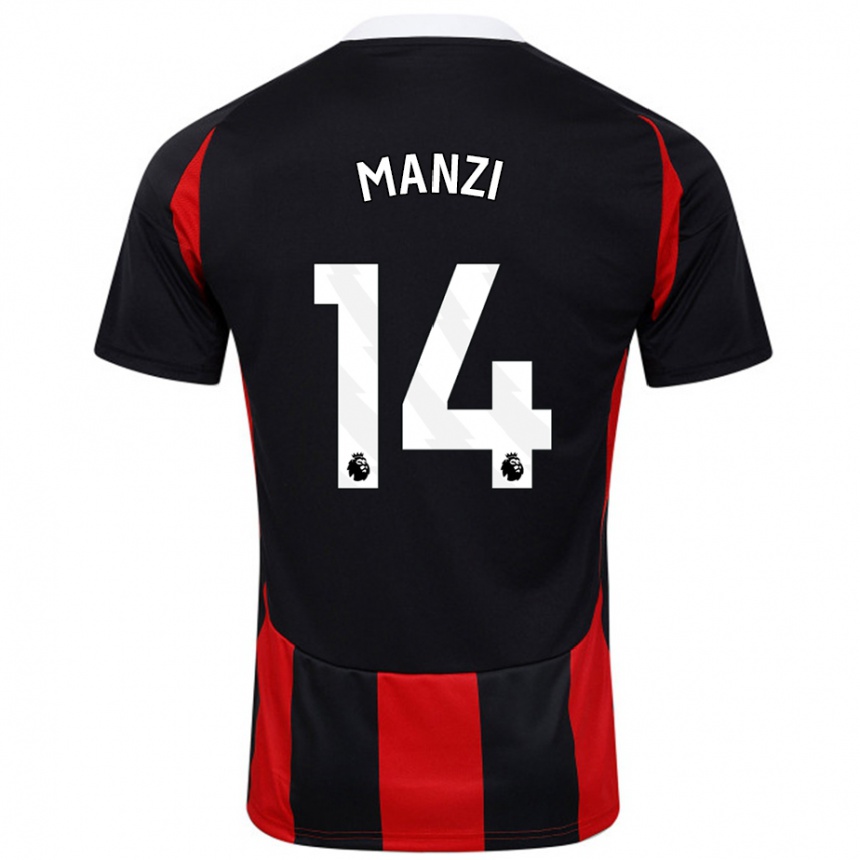 Kids Football Sophie Manzi #14 Black Red Away Jersey 2024/25 T-Shirt Australia