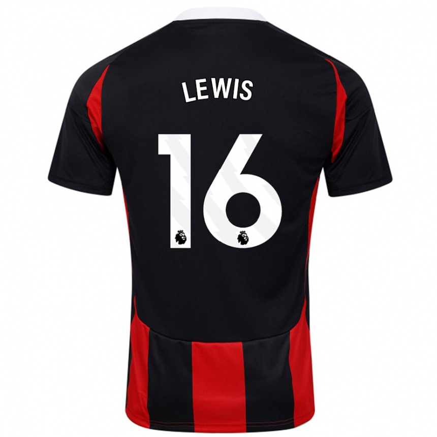 Kids Football Milla Lewis #16 Black Red Away Jersey 2024/25 T-Shirt Australia