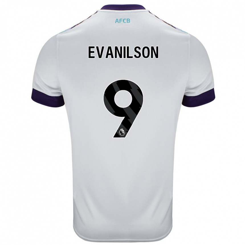 Kids Football Evanilson #9 White Green Purple Away Jersey 2024/25 T-Shirt Australia