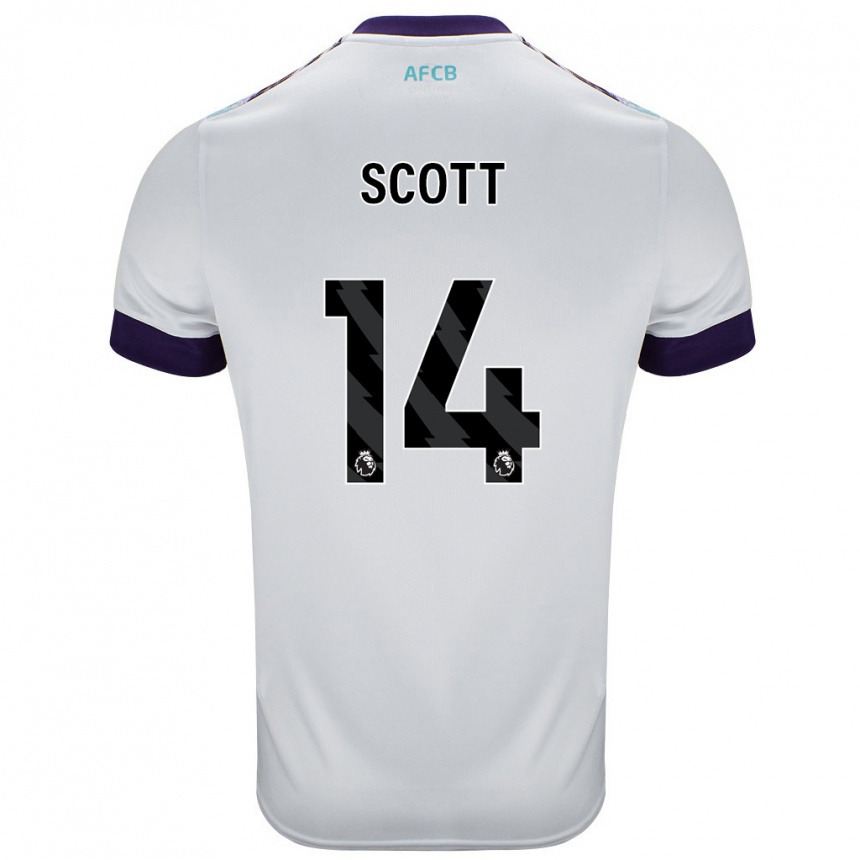 Kids Football Alex Scott #14 White Green Purple Away Jersey 2024/25 T-Shirt Australia