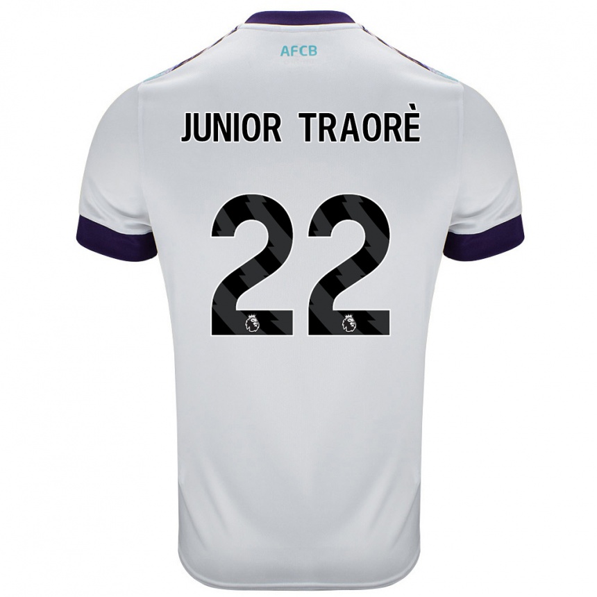 Kids Football Hamed Junior Traorè #22 White Green Purple Away Jersey 2024/25 T-Shirt Australia