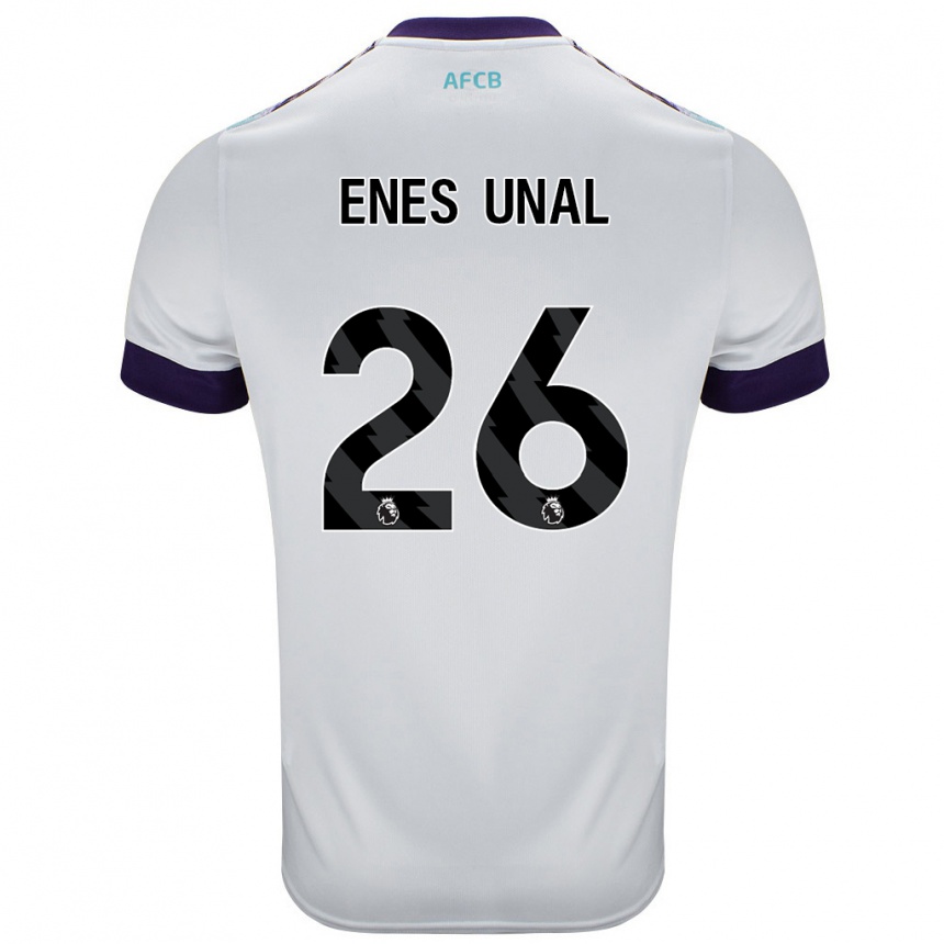 Kids Football Enes Ünal #26 White Green Purple Away Jersey 2024/25 T-Shirt Australia