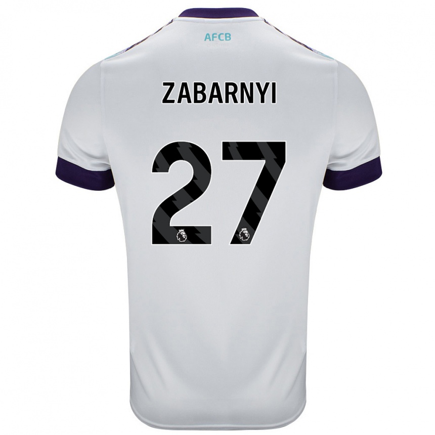 Kids Football Ilya Zabarnyi #27 White Green Purple Away Jersey 2024/25 T-Shirt Australia