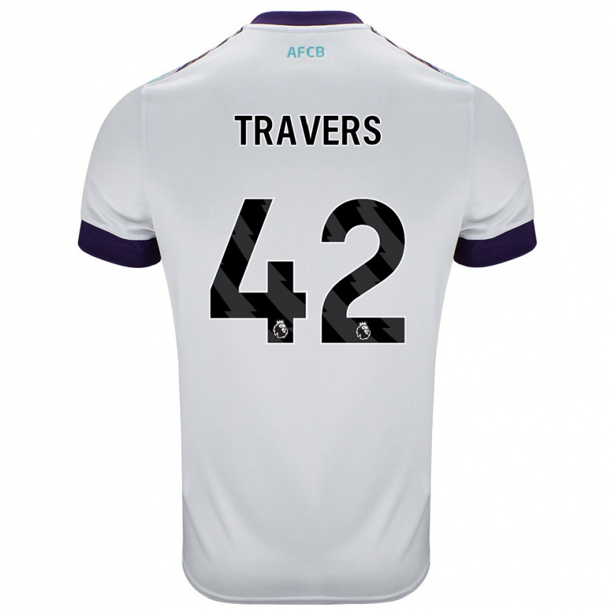 Kids Football Mark Travers #42 White Green Purple Away Jersey 2024/25 T-Shirt Australia