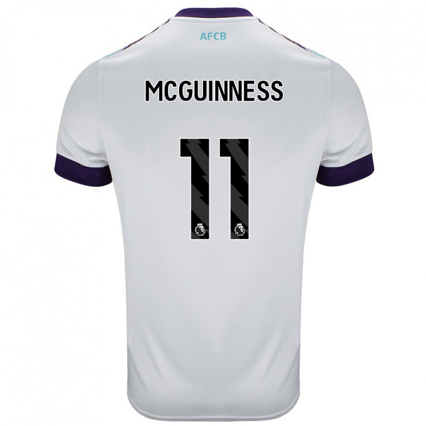 Kids Football Gemma Mcguinness #11 White Green Purple Away Jersey 2024/25 T-Shirt Australia