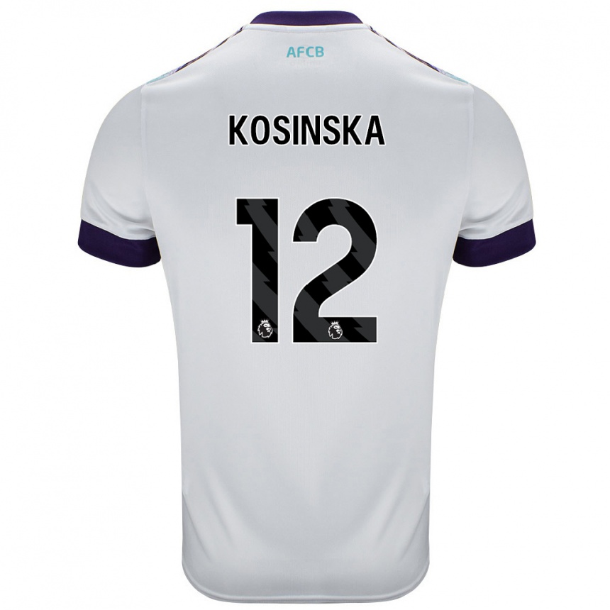 Kids Football Daniela Kosinska #12 White Green Purple Away Jersey 2024/25 T-Shirt Australia