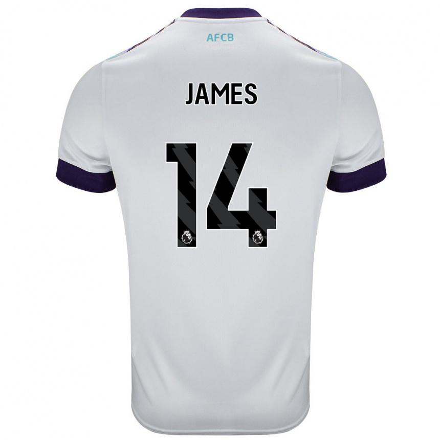 Kids Football Katie James #14 White Green Purple Away Jersey 2024/25 T-Shirt Australia