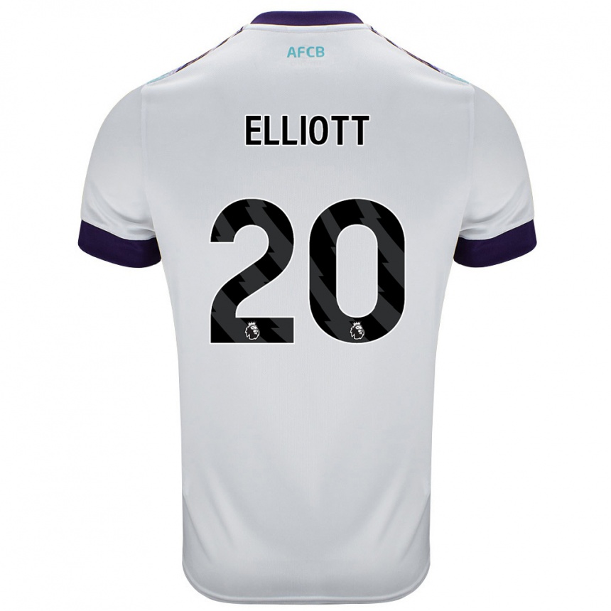 Kids Football Kaitlyn Elliott #20 White Green Purple Away Jersey 2024/25 T-Shirt Australia