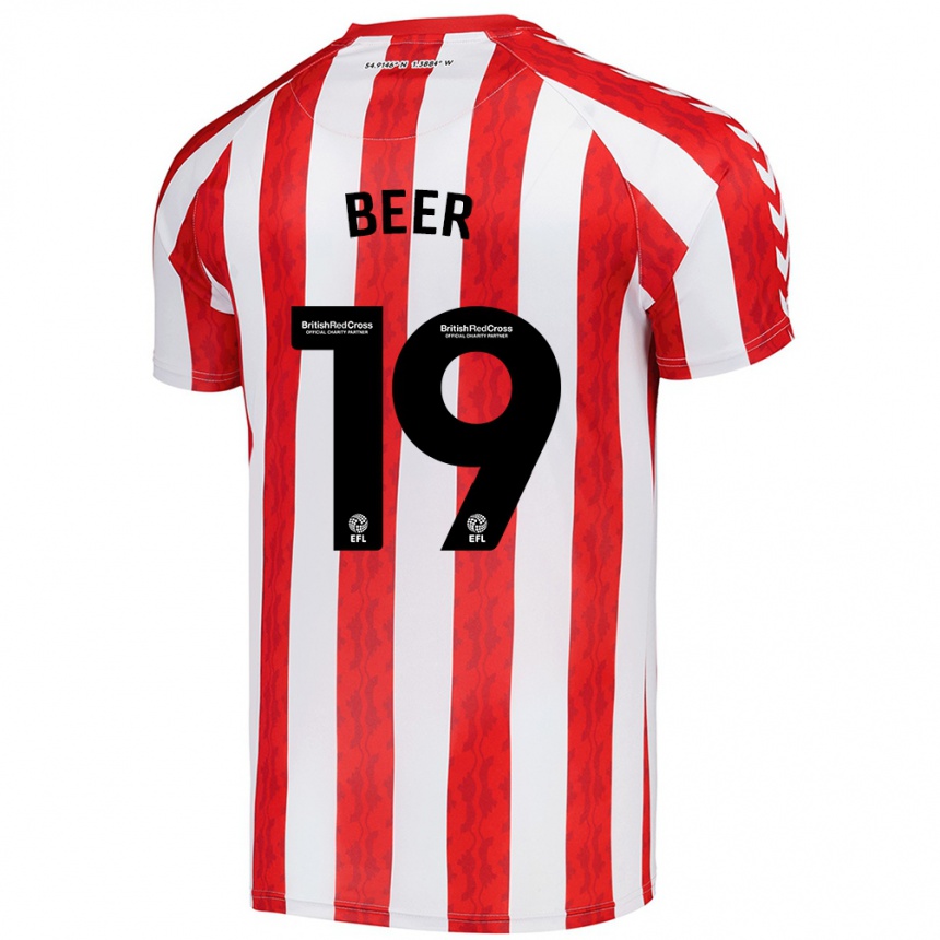 Men Football Megan Beer #19 Red White Home Jersey 2024/25 T-Shirt Australia