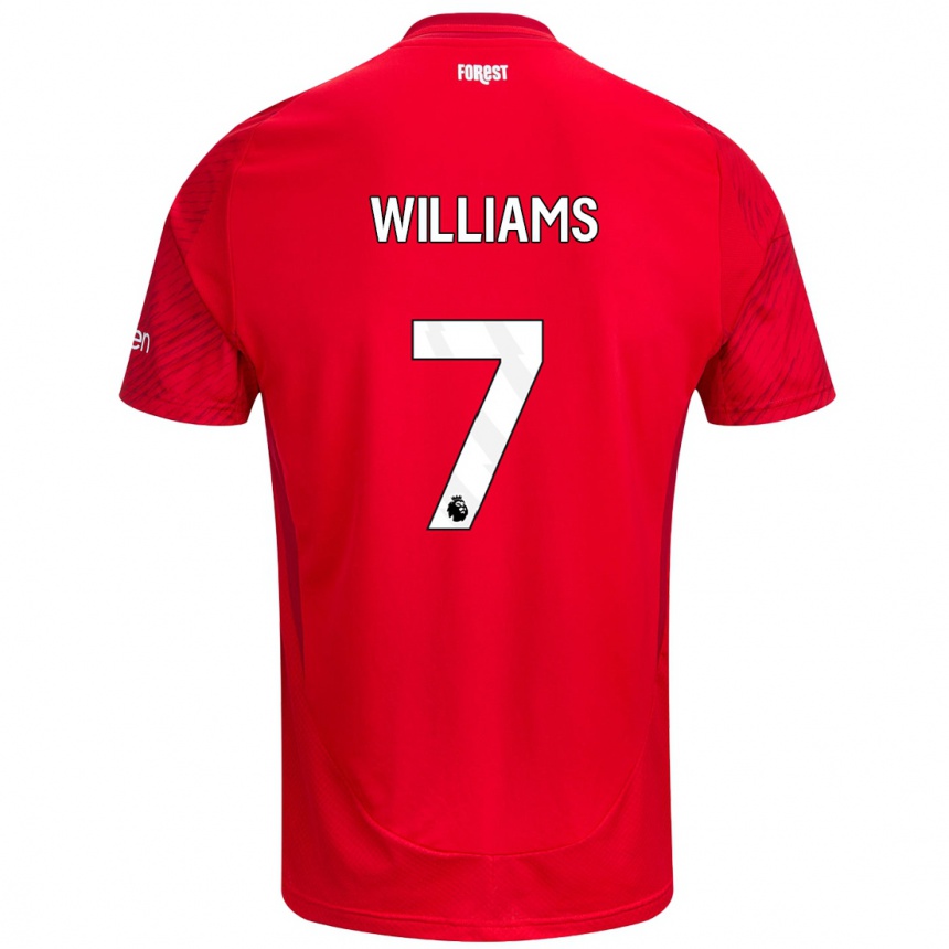 Men Football Neco Williams #7 Red White Home Jersey 2024/25 T-Shirt Australia