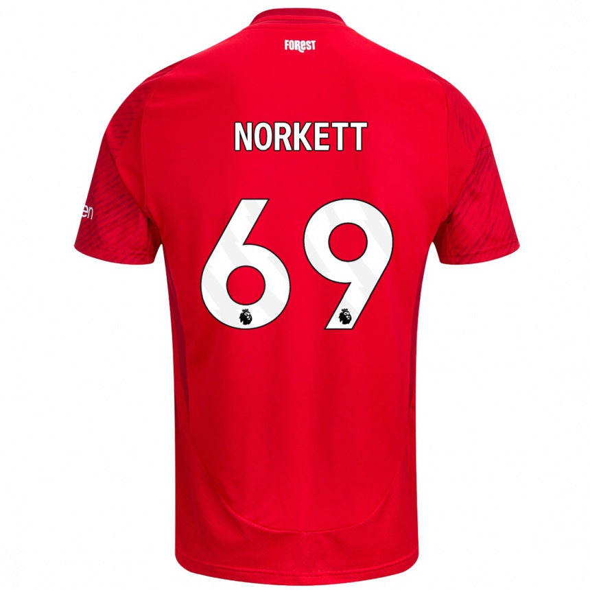 Men Football Manni Norkett #69 Red White Home Jersey 2024/25 T-Shirt Australia