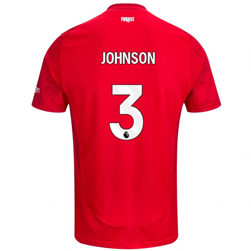 Men Football Nat Johnson #3 Red White Home Jersey 2024/25 T-Shirt Australia