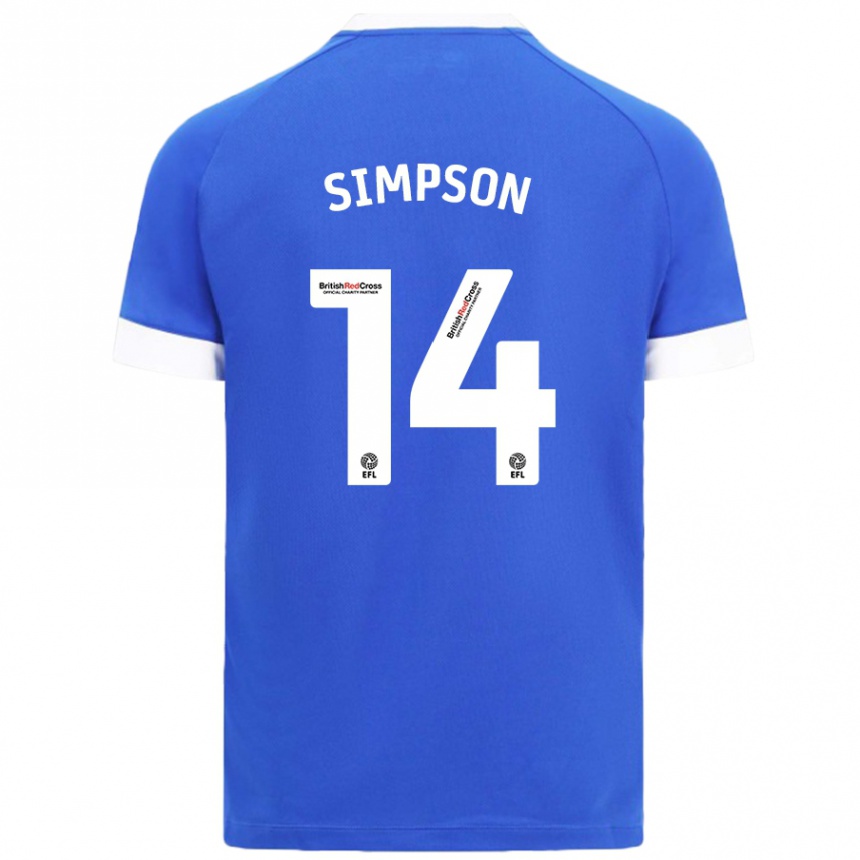 Men Football Jasmine Simpson #14 Sky Blue Home Jersey 2024/25 T-Shirt Australia